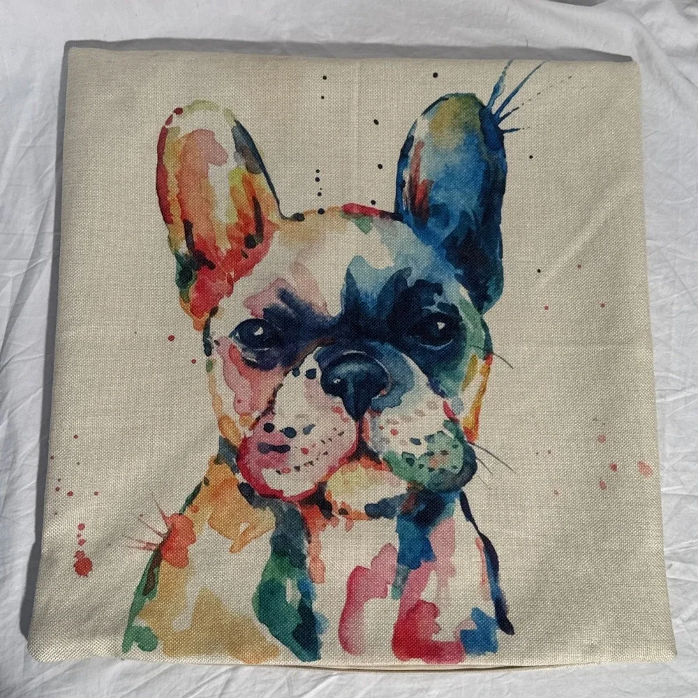 Artistic Colorful Dog Pillow Case Double Sided 17.5